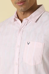 Men Pink Custom Fit Stripe Full Sleeves Casual Shirt