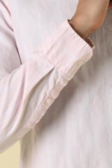 Men Pink Custom Fit Stripe Full Sleeves Casual Shirt