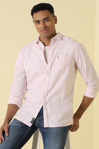Men Pink Custom Fit Stripe Full Sleeves Casual Shirt