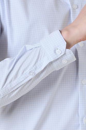 Men Light Blue Check Full Sleeves Formal Shirt