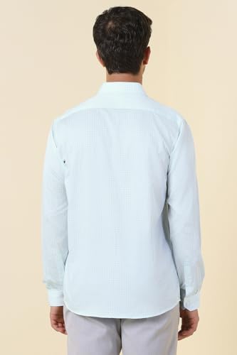 Men Light Blue Print Full Sleeves Formal Shirt