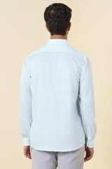 Men Light Blue Print Full Sleeves Formal Shirt