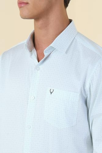 Men Light Blue Print Full Sleeves Formal Shirt