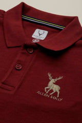 Allen Solly Boys Maroon Embroidered Polo Neck T-Shirt