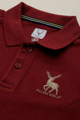 Allen Solly Boys Maroon Embroidered Polo Neck T-Shirt