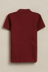 Allen Solly Boys Maroon Embroidered Polo Neck T-Shirt