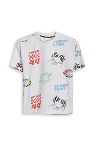 Boys White Graphic Print Crew Neck T-Shirt