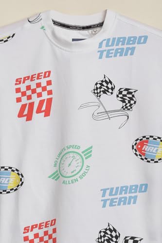 Boys White Graphic Print Crew Neck T-Shirt