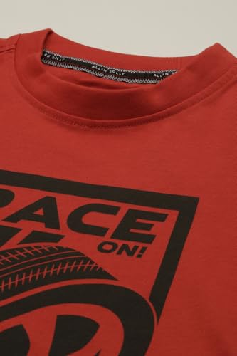 Boys Red Graphic Print Crew Neck T-Shirt