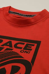 Boys Red Graphic Print Crew Neck T-Shirt