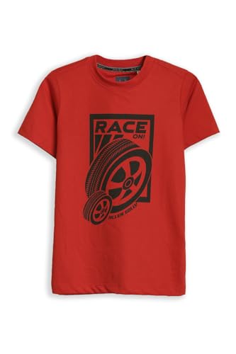 Boys Red Graphic Print Crew Neck T-Shirt