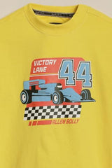 Boys Yellow Graphic Print Crew Neck T-Shirt