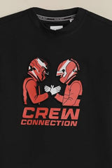 Boys Black Graphic Print Crew Neck T-Shirt