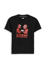 Boys Black Graphic Print Crew Neck T-Shirt