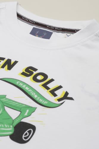 Boys White Graphic Print Crew Neck T-Shirt