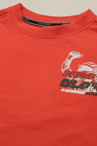 Boys Red Graphic Print Crew Neck T-Shirt