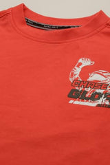 Boys Red Graphic Print Crew Neck T-Shirt