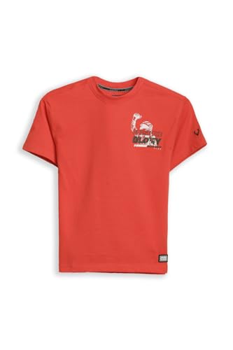 Boys Red Graphic Print Crew Neck T-Shirt