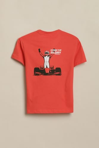 Boys Red Graphic Print Crew Neck T-Shirt
