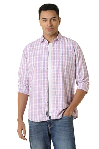 Men Lilac Custom Fit Check Full Sleeves Casual Shirt