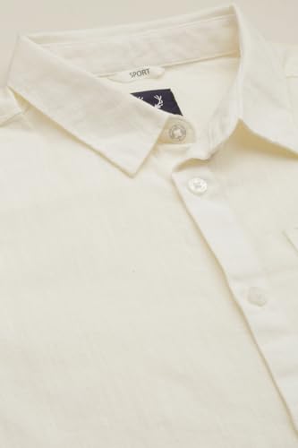 Boys Cream Solid Casual Shirt