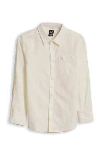 Boys Cream Solid Casual Shirt
