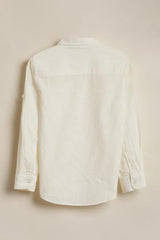 Boys Cream Solid Casual Shirt
