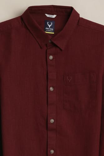 Boys Maroon Solid Casual Shirt