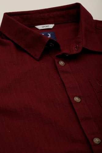 Boys Maroon Solid Casual Shirt