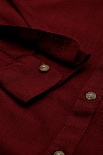 Boys Maroon Solid Casual Shirt