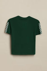 Boys Green Graphic Print Crew Neck T-Shirt