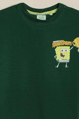 Boys Green Graphic Print Crew Neck T-Shirt