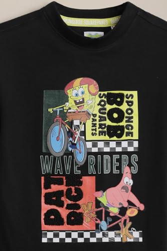 Boys Black Graphic Print Crew Neck T-Shirt