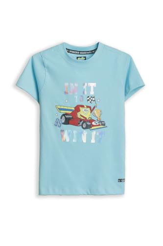Boys Light Blue Graphic Print Crew Neck T-Shirt