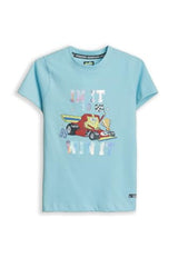 Boys Light Blue Graphic Print Crew Neck T-Shirt