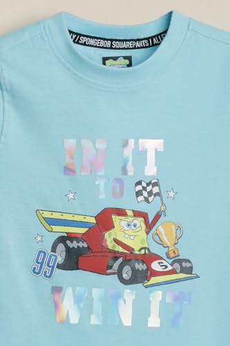 Boys Light Blue Graphic Print Crew Neck T-Shirt