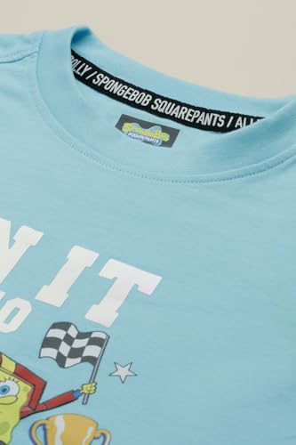 Boys Light Blue Graphic Print Crew Neck T-Shirt