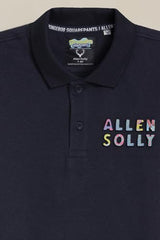 Boys Navy Graphic Print Polo Neck T-Shirt