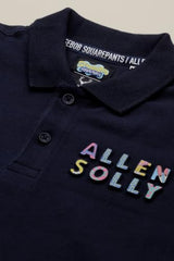Boys Navy Graphic Print Polo Neck T-Shirt