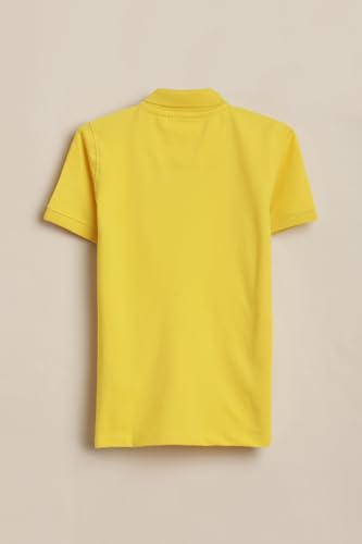Boys Yellow Graphic Print Polo Neck T-Shirt