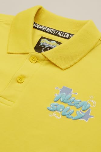 Boys Yellow Graphic Print Polo Neck T-Shirt