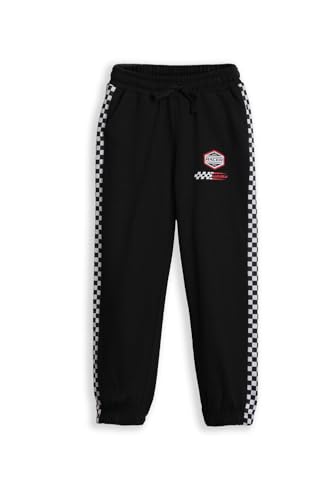 Boys Black Graphic Print Track Pants