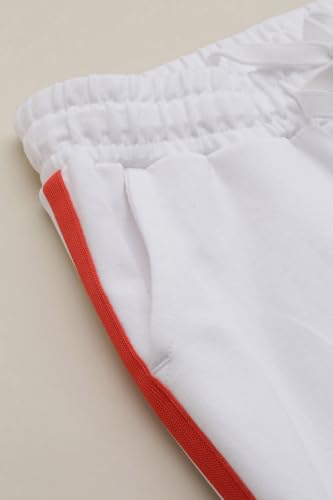 Boys White Graphic Print Track Pants