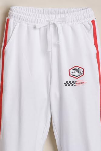 Boys White Graphic Print Track Pants