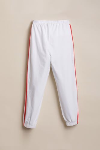 Boys White Graphic Print Track Pants