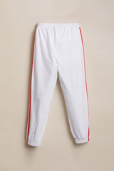 Boys White Graphic Print Track Pants