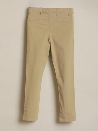 Boys Beige Solid Trousers