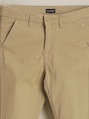 Boys Beige Solid Trousers