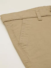 Boys Beige Solid Trousers