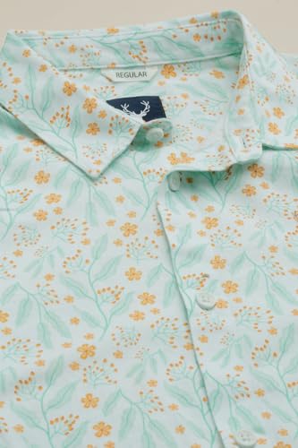 Boys Light Green Print Casual Shirt